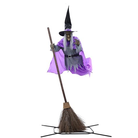 Elevate Your Halloween Décor with a Flying Witch on a Broomstick Decoration from Home Depot